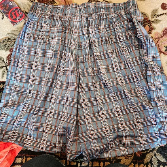 Nwt Mens Warrior Plaid Blue and Orange Shorts - Picture 8 of 9